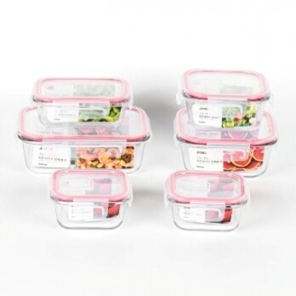 STAR PLANET SHOP,[제이니] 더 레드 오븐글라스 밀폐용기 6종(12P)